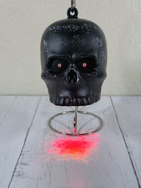 Fire Blaze Hanging Projection Ornament Black Skull Halloween Spirit LIGHTS UP